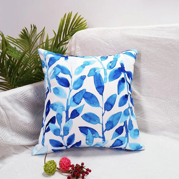 Housse de Coussin avec Fleur Bleue