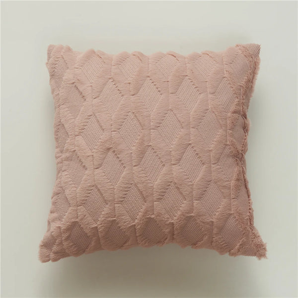 Housse de coussin 50x50 Fourrure Géométrique et Daim